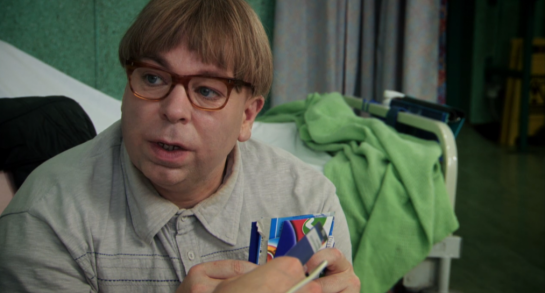 Recycled cereal packets on BBC2's Psychoville